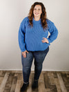 Curvy Royal Blue Round Neck Sweater