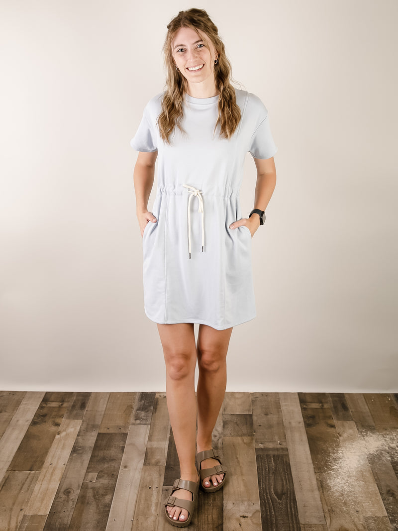 Sky Blue Tie Waist Knit Dress