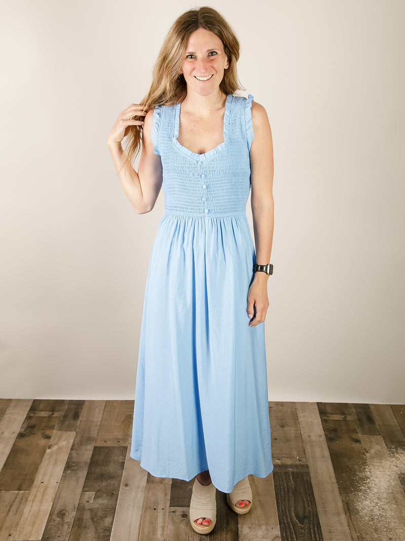 Light Blue Sweetheart Neck Midi Dress – The Spotted Owl Light Blue Sweetheart Neck Midi Dress – The Spotted Owl