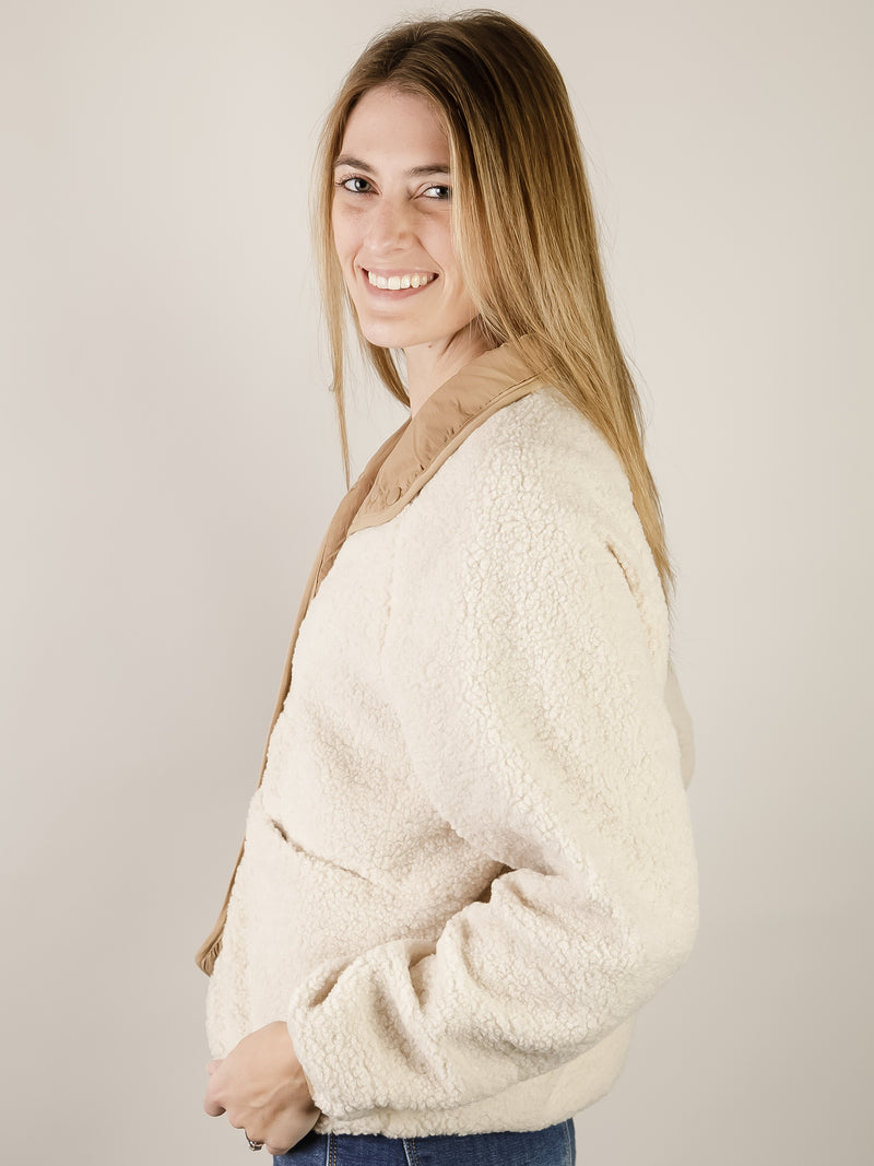 Cream Reversible Sherpa Jacket – The Spotted Owl