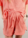 Coral Ribbed Knit Short Set