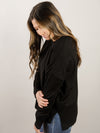 Black Round Neck Drop Shoulder Sweater