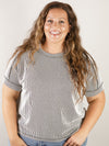 Black and White Ribbed Corded Top