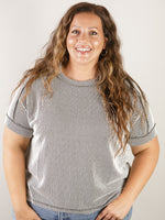 Black and White Ribbed Corded Top
