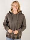 Charcoal Hooded Sweatshirt with Plaid Back