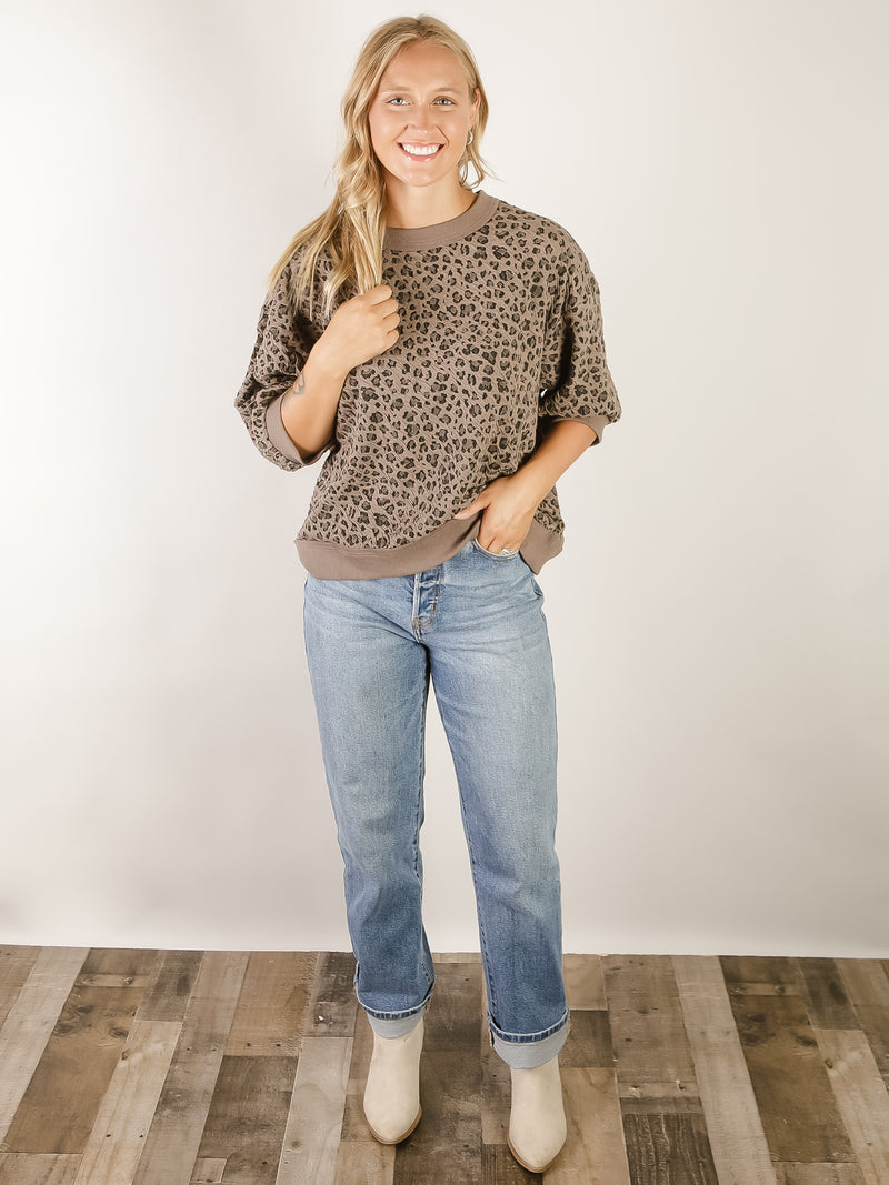Leopard Puff Sleeve Sweatshirt