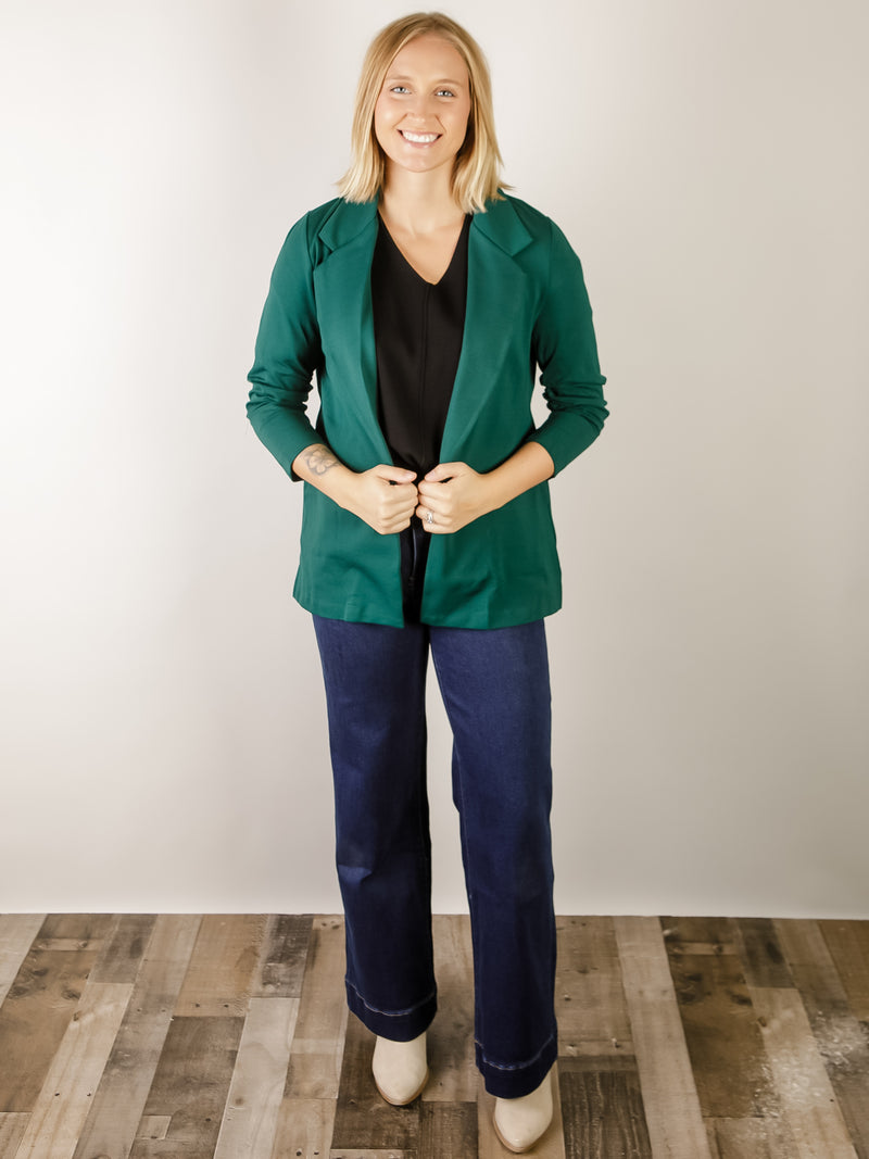 Hunter Green 3/4 Sleeve Blazer
