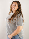 Black and White Ribbed Corded Top