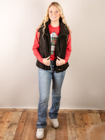 Black Ruched Bomber Vest
