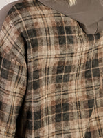 Charcoal Hooded Sweatshirt with Plaid Back