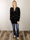 Black Embroidered Velvet Shirt