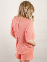 Coral Ribbed Knit Short Set