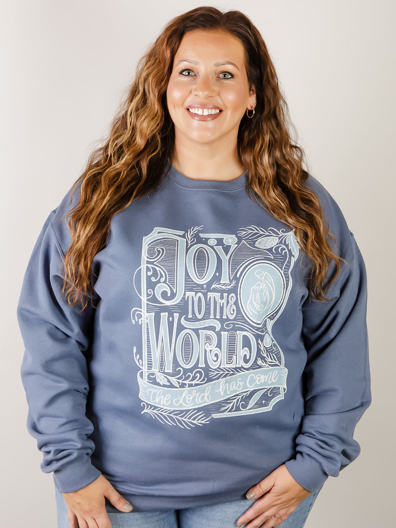 Blue Joy to the World Graphic Sweatshirt