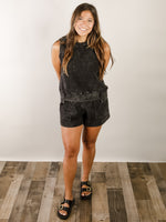 Washed Black Terry Shorts