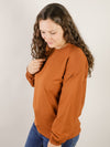 Camel Pullover with Embroidered Sleeve