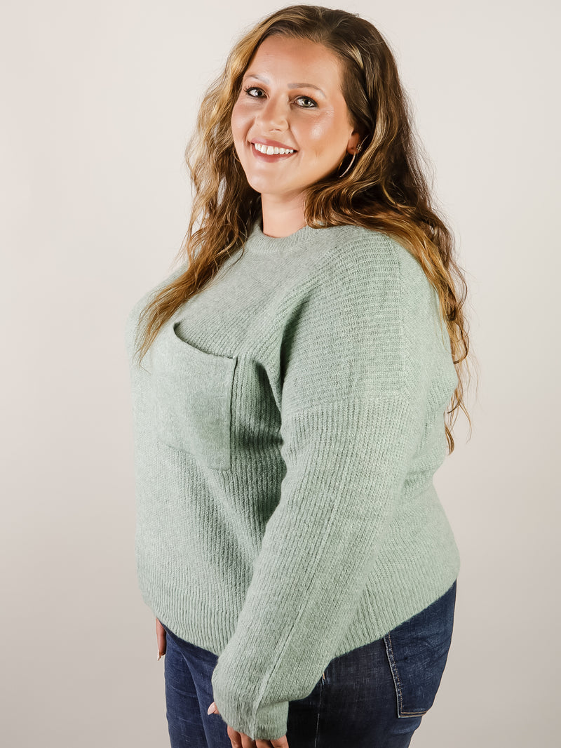 Dark Mint Cozy Pocket Sweater