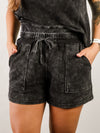 Washed Black Terry Shorts