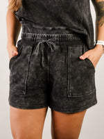 Washed Black Terry Shorts