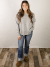 Grey Round Neck Drop Shoulder Sweater