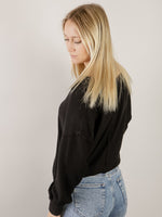 Black Ribbed Long Sleeve with Buttons