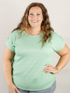 Apple Green Button Shoulder Knit Top