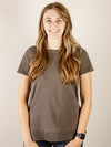 Charcoal Contrast Bottom Knit Tee