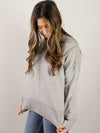 Grey Round Neck Drop Shoulder Sweater