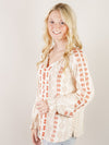 Ivory with Rust Embroidery Long Sleeve Blouse