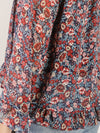 Navy Floral Ruffled Hem Blouse