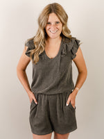Charcoal Ribbed Knit Romper