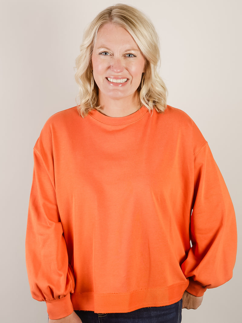 Burnt Orange Round Neck Oversized Sweatshirt