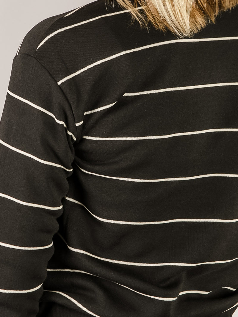 Black with Cream Stripe Sweatshirt