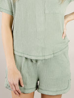 Sage Ribbed Knit Short Set