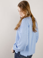 Light Blue Ribbed Knit Henley Top