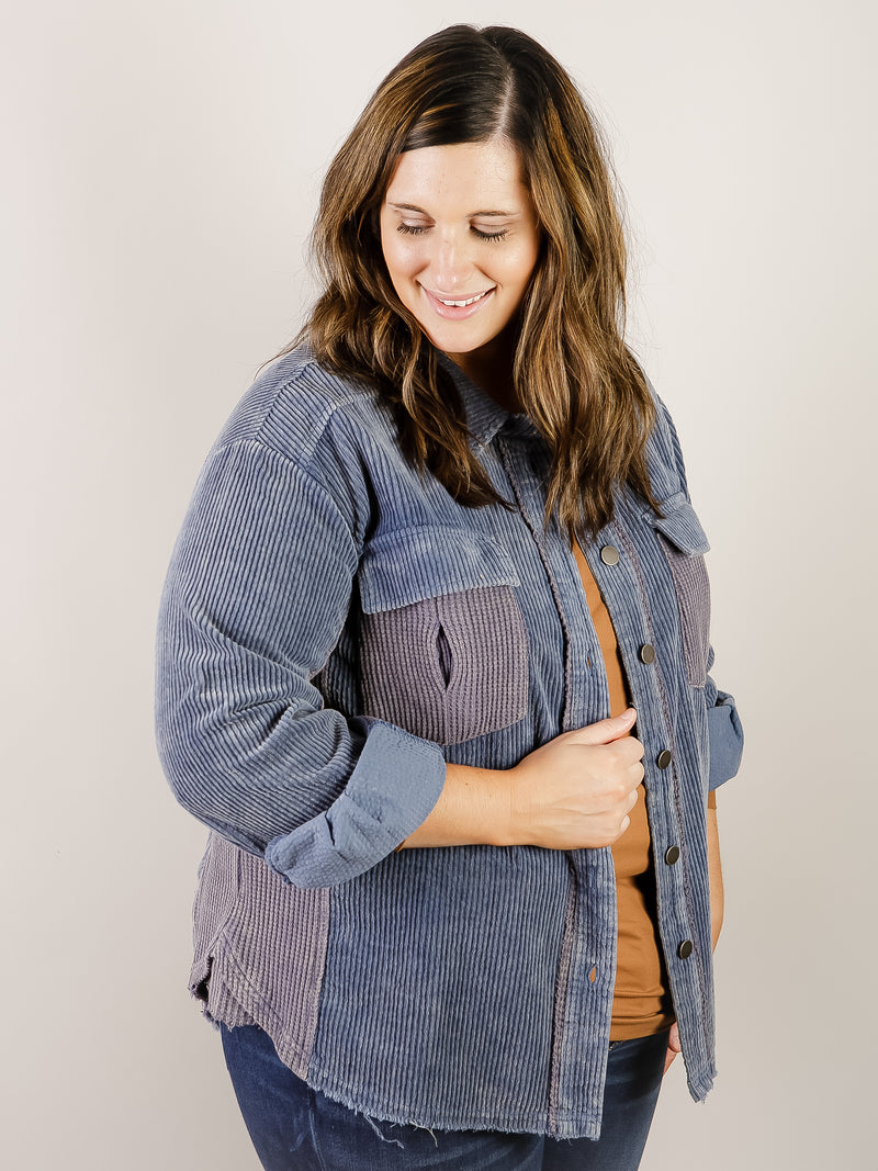Denim Blue Washed Corduroy Jacket