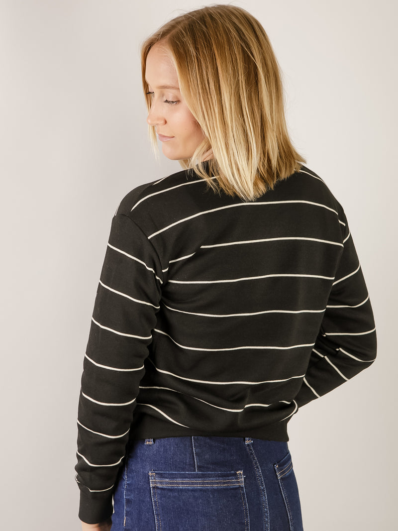 Black with Cream Stripe Sweatshirt
