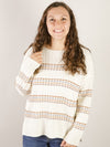 Cream with Multi-Color Stripe Sweater