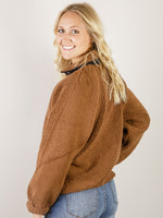 Brown Fleece Jacket with Black Accent