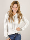 Heather Grey and White Striped Soft Hoodie