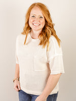 Beige Waffle Pocket Short Sleeve Top