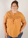 Curvy Dusty Apricot Short Sleeve Blouse