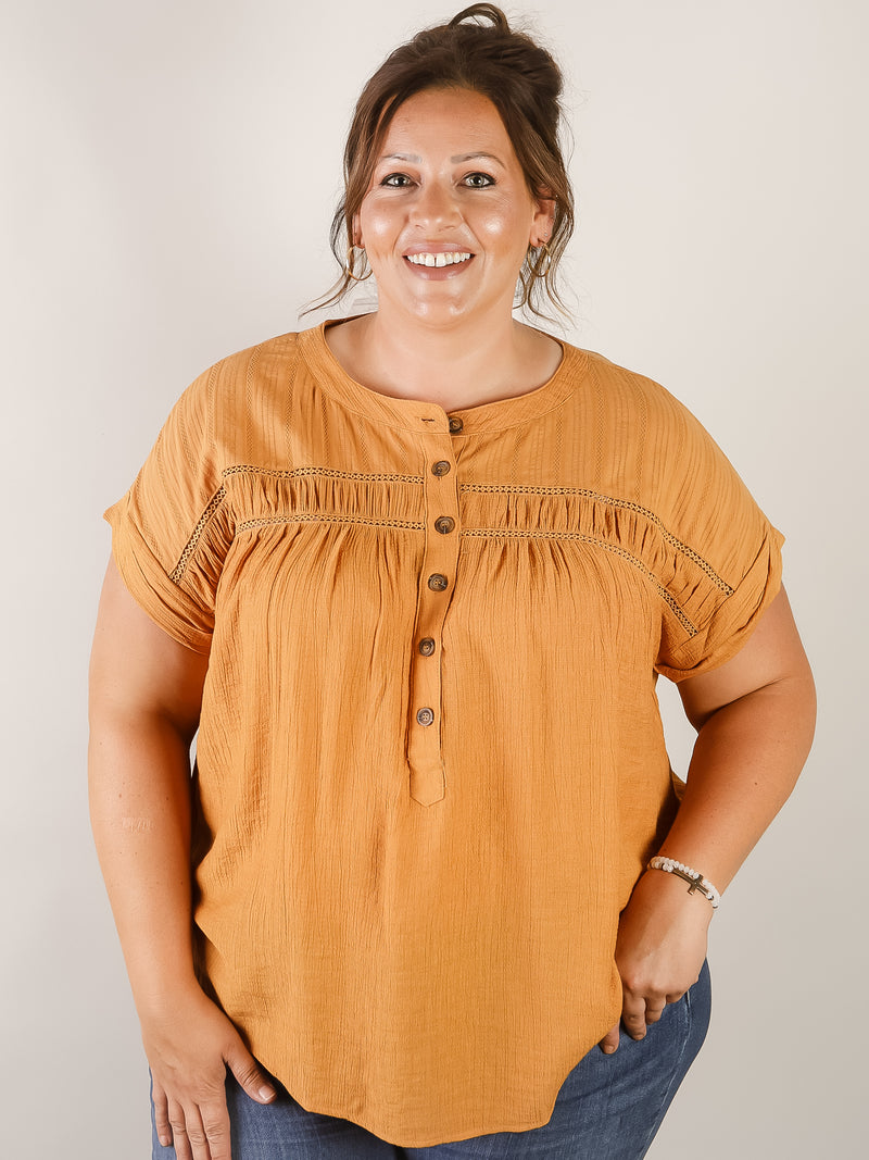 Curvy Dusty Apricot Short Sleeve Blouse