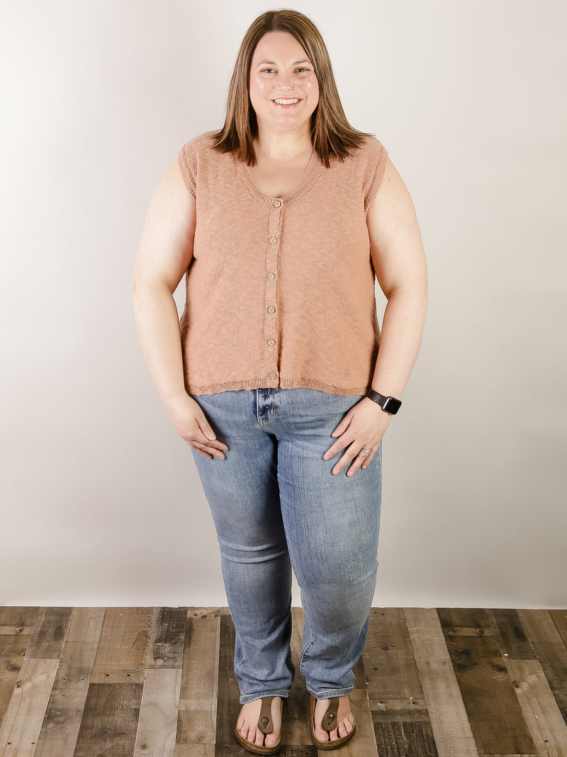Curvy Terracotta Sleeveless Sweater Vest