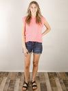 Pink Solid Slubbed Knit Top