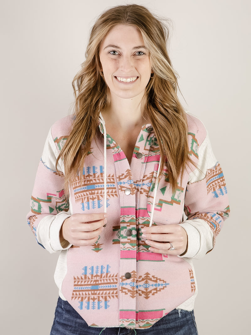 Pink and Aztec Hooded Jacket