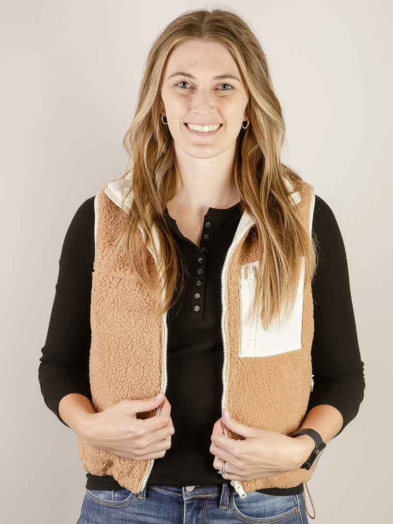 Camel Fleece Reversible Vest