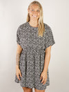 Black and White Floral Dolman Sleeve Dress