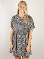 Black and White Floral Dolman Sleeve Dress