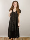 Black Button Down Midi Dress