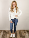 Heather Grey and White Striped Soft Hoodie